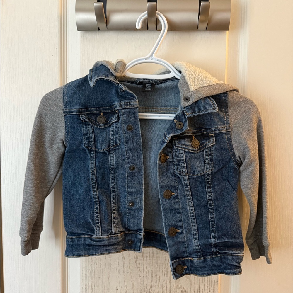 Denim Jacket with fleece hood